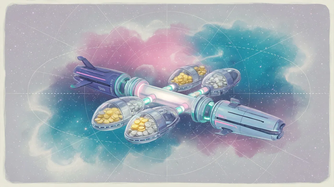 Docking station transferring pods of coins