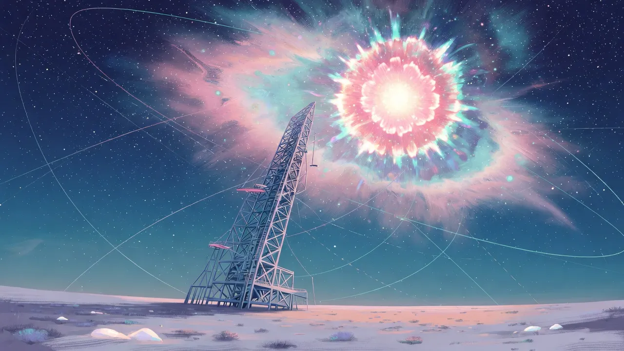 Launch gantry aimed at a supernova
